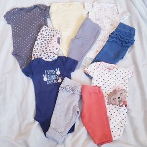 Newborn Girls Assorted Matching Outfit Bundle